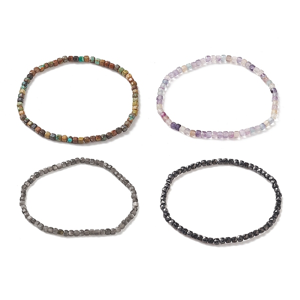 

PandaHall Natural Gemstone Cube Beaded Stretch Bracelet for Women, Inner Diameter: 2-3/8 inch(6cm) Mixed Stone