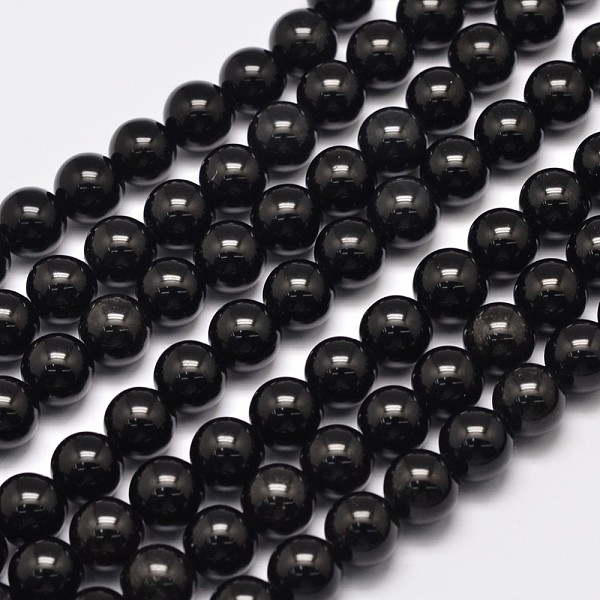 

PandaHall Natural Eyeless Obsidian Beads Strands, Round, 10mm, Hole: 1mm, about 40pcs/strand, 15.35 inch Obsidian Round Black