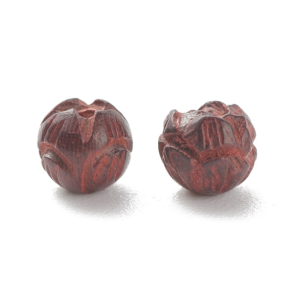 

PandaHall African Padauk Beads, Round with Laser Engraved Lotus Flower, Saddle Brown, 6x6mm, Hole: 1.4mm Wood Flower