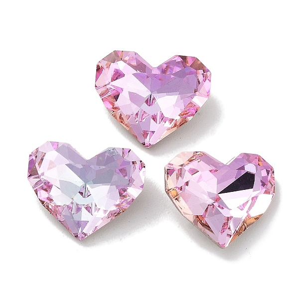 

PandaHall Glass Rhinestone Cabochons, Point Back & Back Plated, Faceted, Heart, Light Rose, 10x12x5mm Glass Rhinestone Heart Pink