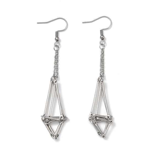 

PandaHall Brass Earring Hooks with Tray, Blank Macrame Pouch Beads Holder Earring Settings, Platinum, 79~80x13mm Brass