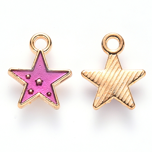 

PandaHall Alloy Enamel Charms, Star, Light Gold, Orchid, 12x10x2mm, Hole: 1.6mm Alloy+Enamel Star Purple