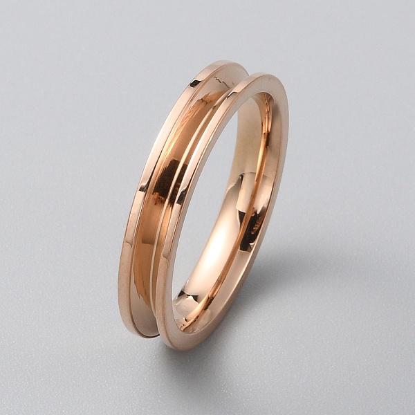 

PandaHall Titanium Steel Grooved Finger Ring Settings, Ring Core Blank, for Inlay Ring Jewelry Making, Rose Gold, Inner Diameter: 19mm, Slot...