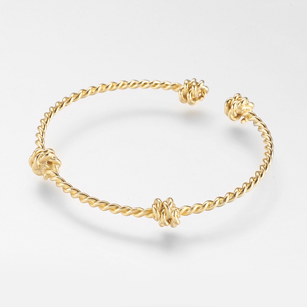 

PandaHall Brass Twisted Cuff Bangle, Real 18K Gold Plated, 1-3/4 inchx2-1/8 inch(46x54mm) Brass