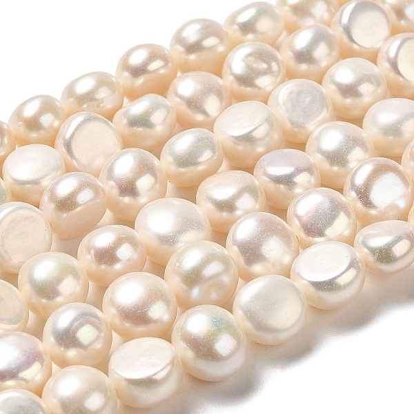 

PandaHall Natural Cultured Freshwater Pearl Beads Strands, Two Side Polished, Grade 6A, Seashell Color, 8~9x8~9x6~6.5mm, Hole: 0.6mm, about...