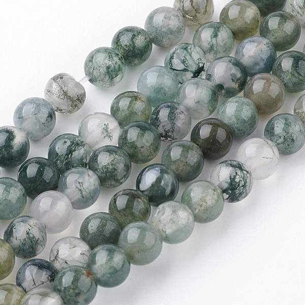 

PandaHall Natural Moss Agate Bead Strands, Round, 4~4.5mm, Hole: 1mm, about 85~90pcs/strand, 14.9 inch(38cm) Moss Agate Round