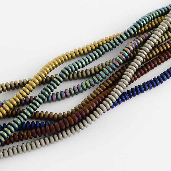 

PandaHall Electroplate Non-magnetic Synthetic Hematite Beads Strands, Heishi Beads, Flat Round/Disc, Mixed Color, 4x2mm, Hole: 1mm, about...