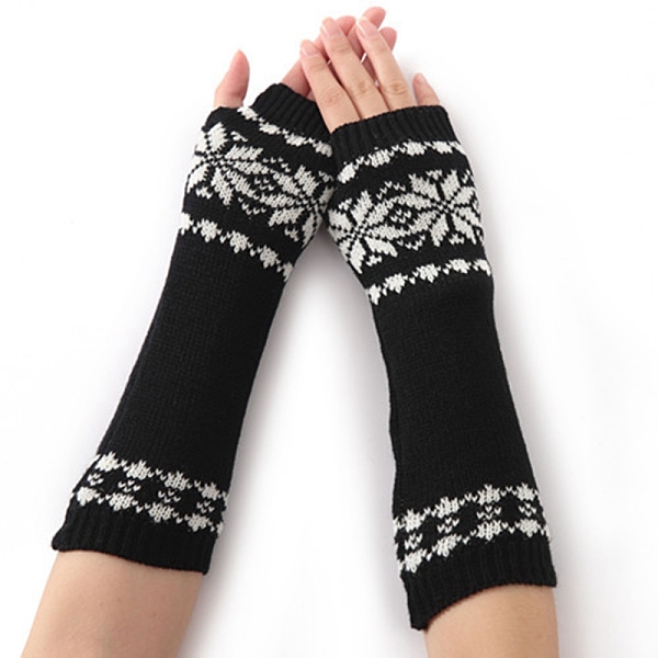 PandaHall Polyacrylonitrile Fiber Yarn Knitting Long Fingerless Gloves, Arm Warmer, Winter Warm Gloves with Thumb Hole, Flower Pattern...