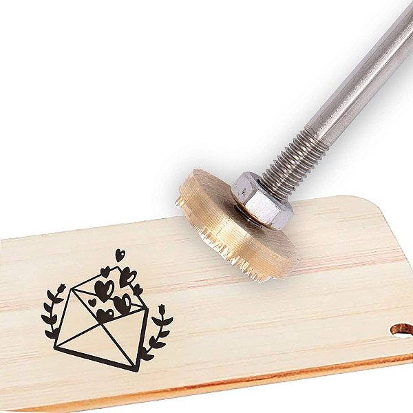 PandaHall OLYCRAFT Wood Leather Branding Iron 3cm Branding Iron Stamp Custom Logo BBQ Heat Stamp with Brass Head and Wood Handle for...