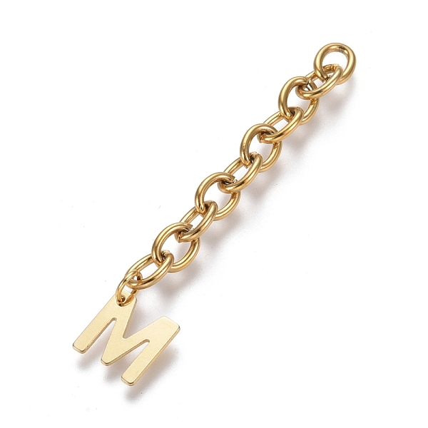 

PandaHall 304 Stainless Steel Chain Extender, with Cable Chain and Letter Charms, Golden, Letter.M, Letter M: 11x10.5x0.7mm, 67.5mm, Link...