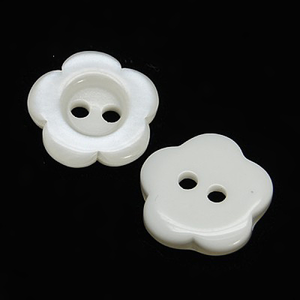 

PandaHall Resin Buttons, Dyed, Flower, White, 12x2.5mm, Hole: 1mm Resin Flower White