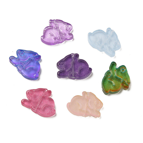 

PandaHall Two Tone Transparent Spray Painted Glass Beads, Rabbit, Mixed Color, 14.5x19x3.5mm, Hole: 1mm Glass Rabbit Multicolor