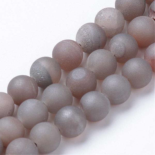 

PandaHall Electroplated Natural Druzy Geode Agate Bead Strands, Matte Style, Round, Gray Plated, 12~13mm, Hole: 1mm, about 32pcs/strand...