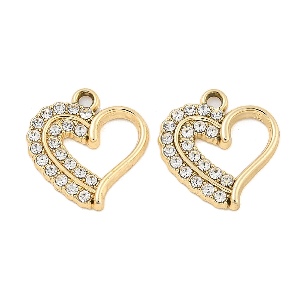 

PandaHall UV Plating Alloy Rhinestone Pendants, Heart, Golden, 17.5x16.5x2.5mm, Hole: 1.8mm Alloy+Rhinestone Heart Clear