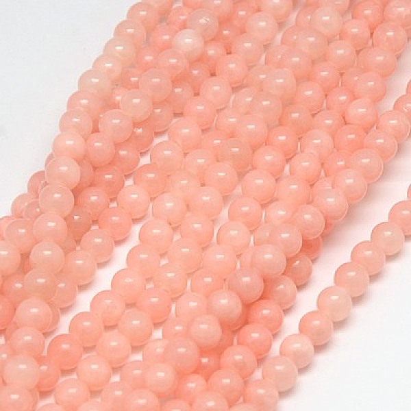 

PandaHall Natural Yellow Jade Beads Strands, Dyed, Round, Light Salmon, 6mm, Hole: 1mm, about 70pcs/strand, 15.75 inch Yellow Jade Round Red