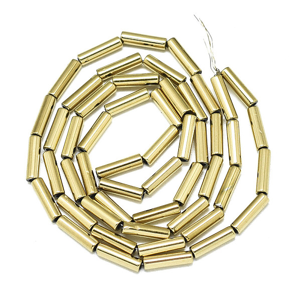 

PandaHall Electroplate Non-magnetic Synthetic Hematite Beads Strands, Column, Real 18K Gold Plated, 8x2mm, Hole: 0.8mm, about...