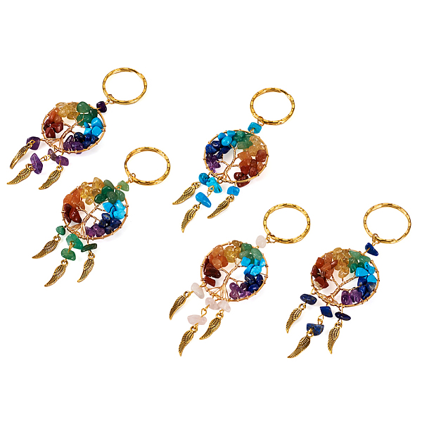 5Pcs 5 Style Gemstone Keychain