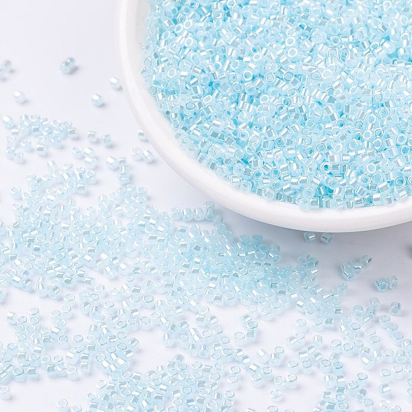 

PandaHall MIYUKI Delica Beads, Cylinder, Japanese Seed Beads, 11/0, (DB0239) Light Aqua Ceylon, 1.3x1.6mm, Hole: 0.8mm, about 10000pcs/bag..., Cyan