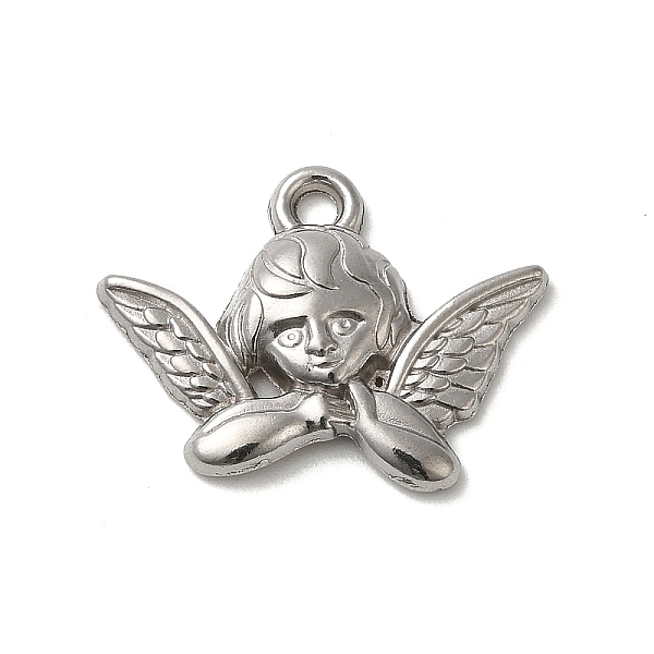 

PandaHall 304 Stainless Steel Pendants, Angel Charm, Stainless Steel Color, 15x20x3mm, Hole: 1.8mm 304 Stainless Steel Angel & Fairy