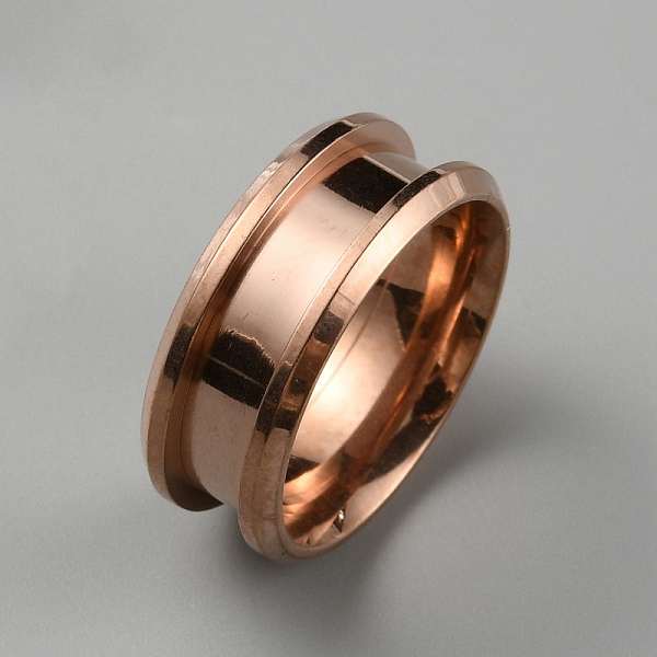 

PandaHall 304 Stainless Steel Grooved Finger Ring Settings, Ring Core Blank, for Inlay Ring Jewelry Making, Rose Gold, US Size 6 1/2(16.9mm)...