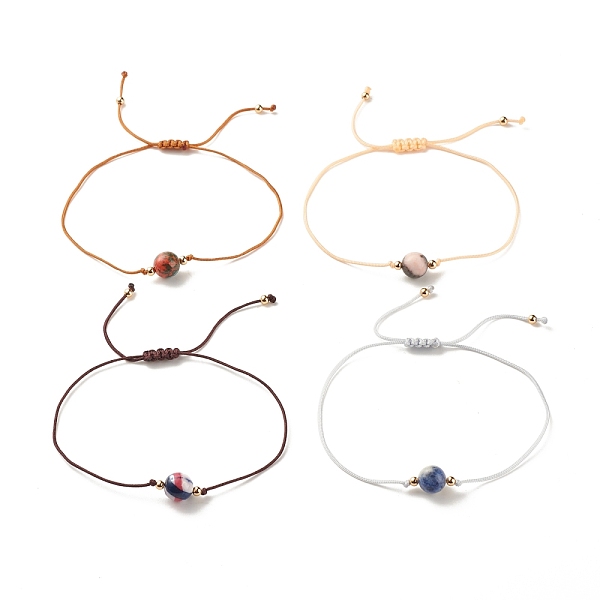 

PandaHall Round Gemstone Braided Bead Bracelet, Adjustable Bracelet for Women, Inner Diameter: 3/8~3-1/4 inch(1~8.3cm) Mixed Stone