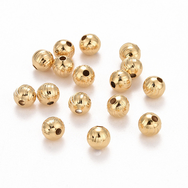 

PandaHall Eco-Friendly Brass Beads, Long-Lasting Plated, Lead Free & Cadmium Free, Round, Real 24K Gold Plated, 5mm, Hole: 1.2mm Brass Round