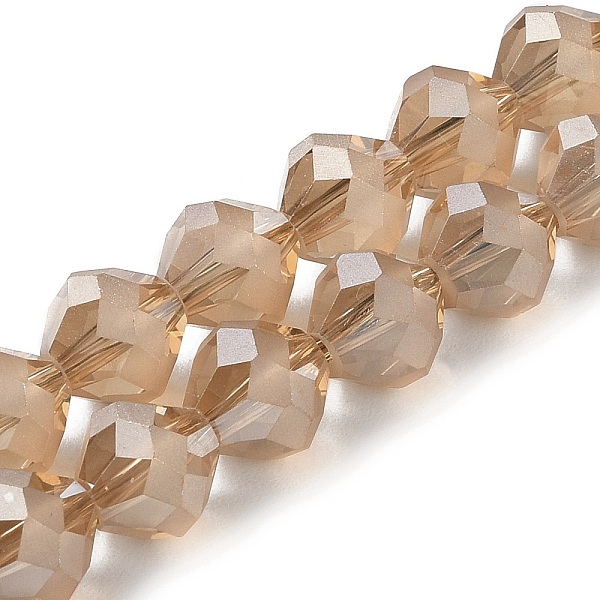 

PandaHall Electroplate Transparent Glass Beads Strands, Frosted, Faceted Bicone, Tan, 10x9.5mm, Hole: 1.2mm, about 60pcs/strand, 22.76''..., Orange