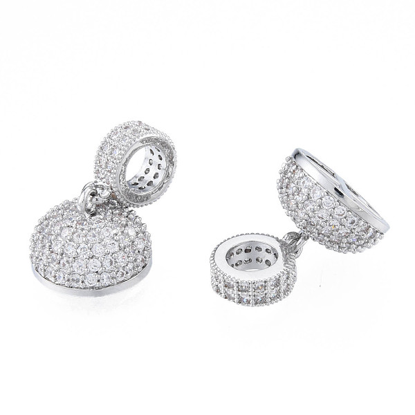

PandaHall Brass Micro Pave Clear Cubic Zirconia Cord Ends, Nickel Free, Half Round, Platinum, 18x28mm, Hole: 4.5mm Brass Clear