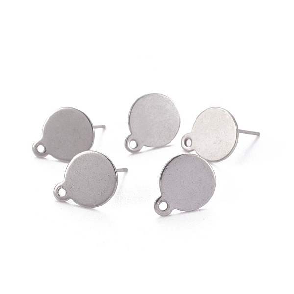 

PandaHall 304 Stainless Steel Stud Earring Findings, with Loop and Flat Plate, Stainless Steel Color, 13x10.5x0.5mm, 12mm, Pin: 0.8mm, Hole...