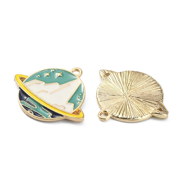 

PandaHall Alloy Enamel Pendants, Planet Charms, Golden, Cadet Blue, 23.5x27x2mm, Hole: 2mm Alloy+Enamel Planet