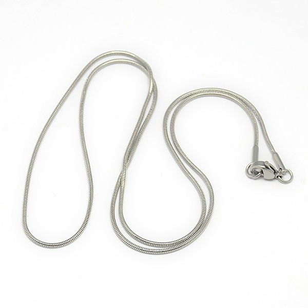 

PandaHall Trendy Unisex 201 Stainless Steel Snake Chain Necklaces, with Lobster Claw Clasps, Stainless Steel Color, 19.5 inch(49.5cm), 1mm...