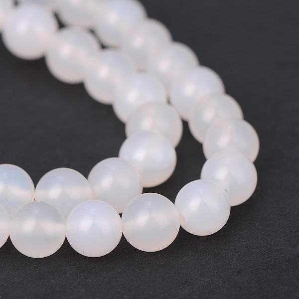 

PandaHall Natural White Agate Round Beads Strands, 6mm, Hole: 1mm, about 62pcs/strand, 15.1 inch Natural Agate Round