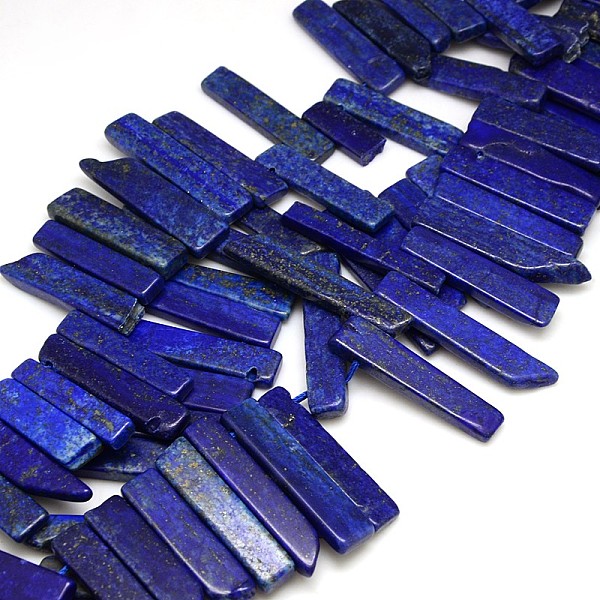 

PandaHall Natural Gemstone Lapis Lazuli Beads Strands, Irregular Cuboid, Lapis Lazuli, 15~70x9~12x5~7mm, Hole: 2mm, about 39pcs/strand..., Blue