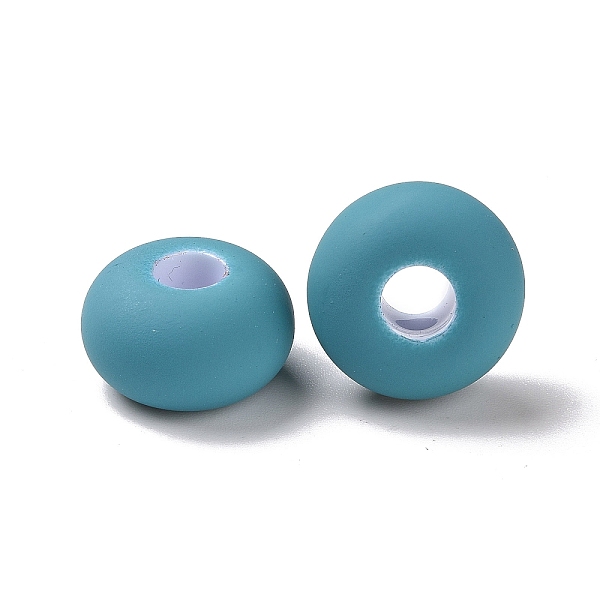 

PandaHall Rubberized Style Acrylic European Beads, Large Hole Beads, Rondelle, Medium Turquoise, 16x9mm, Hole: 5mm, about 330pcs/500g..., Blue