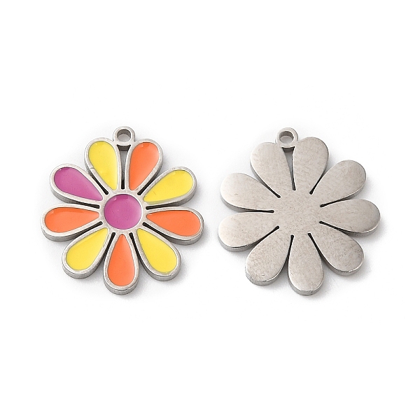 

PandaHall 316L Surgical Stainless Steel Pendants, with Enamel, Flower Charm, Stainless Steel Color, 16x15x1mm, Hole: 1mm Stainless...