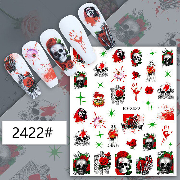 

PandaHall Halloween Themed Nail Art Stickers, Self Adhesive, for Nail Tips Decorations, Colorful, 10.1x7.85cm Paper