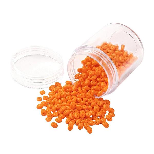 

PandaHall Czech Glass Seed Beads, 2-Hole, Opaque Colours, Dark Orange, 5x3.5x3mm, Hole: 0.5mm, about 630pcs/box Czech Glass Oval Orange
