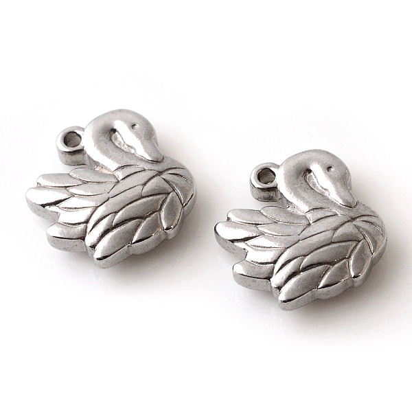 

PandaHall 201 Stainless Steel Charms, Swan, Stainless Steel Color, 14.5x15.5x4.5mm, Hole: 1.5mm 201 Stainless Steel Other Animal
