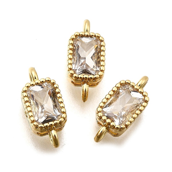 Connecteurs de liens de zircone cubique en laiton plaqué or véritable 18k