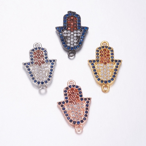 

PandaHall Brass Micro Pave Cubic Zirconia Links, Long-Lasting Plated, Lead Free & Cadmium Free, Hamsa Hand, Mixed Color, 19.5x12x2mm, Hole...
