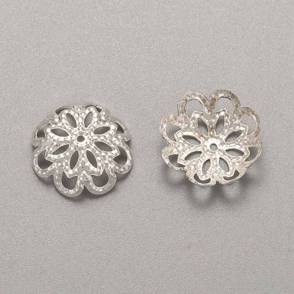 

PandaHall Iron Bead Caps, Silver, 12x4.5mm, Hole: 1mm Iron