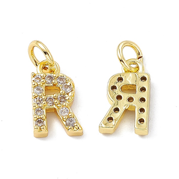

PandaHall Real 18K Gold Plated Brass Micro Pave Clear Cubic Zirconia Charms, with Jump Ring, Letter.R, 11.5x7x2.5mm, Hole: 3.4mm Brass+Cubic...
