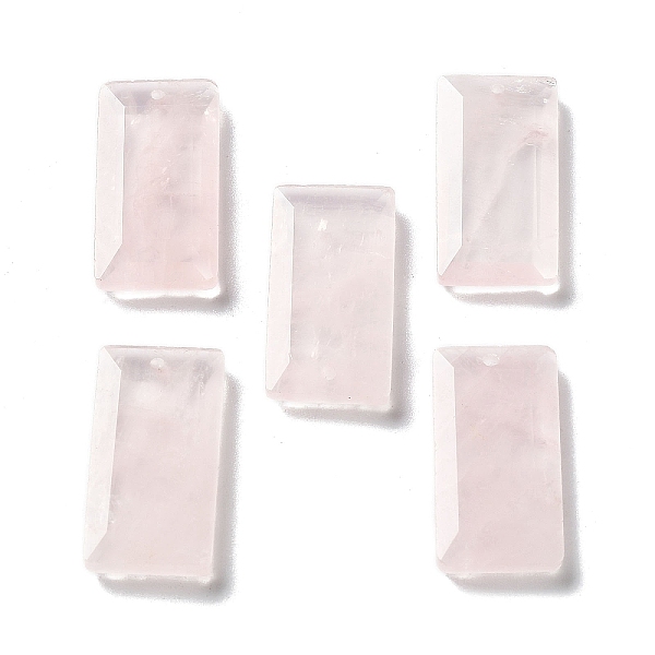 

PandaHall Natural Rose Quartz Pendants, Faceted Rectangle Charms, 25x13x4~4.5mm, Hole: 1mm Rose Quartz Rectangle