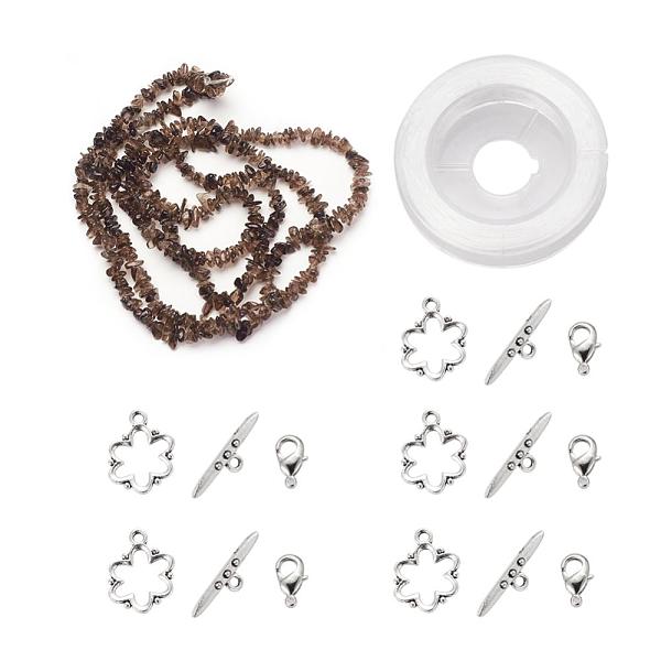 

PandaHall DIY Bracelets Necklaces Jewelry Sets, Natural Smoky Quartz Chips Beads Strands, Toggle Clasps, Lobster Claw Clasps and Elastic...