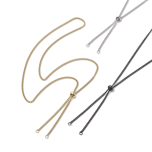 

PandaHall 3Pcs 3 Colors Adjustable 304 Stainless Steel Curb Chains Necklaces Making, with Slide Stopper Beads, Mixed Color, 23.62 inch(60cm)...