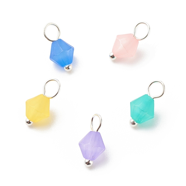 

PandaHall Frosted Acrylic Charms, with Brass Findings, Mixed Color, Cone, Silver, 10~11.5x5.5mm, Hole: 2.5~3mm Acrylic Cone Multicolor