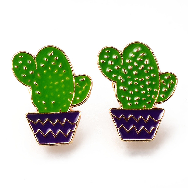

PandaHall Alloy Enamel Brooches, Enamel Pin, with Brass Butterfly Clutches, Cactus, Light Gold, Cadmium Free & Nickel Free & Lead Free..., Green