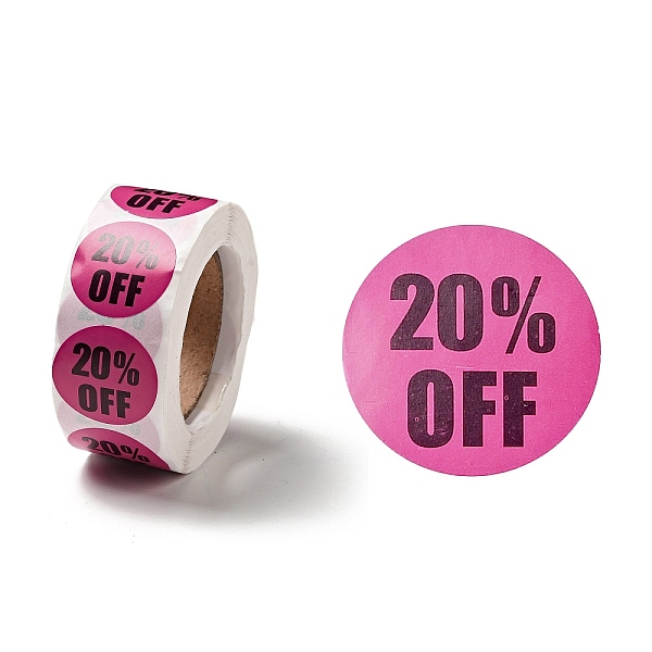 

PandaHall 20% Off Discount Round Dot Roll Stickers, Self-Adhesive Paper Percent Off Stickers, for Retail Store, Cerise, 66x27mm, Stickers..., Red