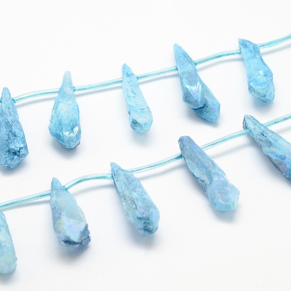 

PandaHall Electroplated Natural Quartz Crystal Beads Strands, Top Drilled Beads, Teardrop, Light Sky Blue, 24~31x6~8x4~6mm, Hole: 1.5mm...