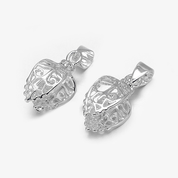 

PandaHall Filigree Leaf Rack Plating Brass Pendant Pinch Bails, Silver, 20x8x9mm, Hole: 5x3mm, Pin: 1mm Brass